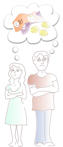 Man and Woman worried about maintenance payments for children